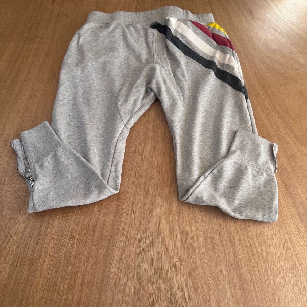 Five Four Jogger Sweatpants Men's L Gray Colorblock Striped Zip Cuff Athletic